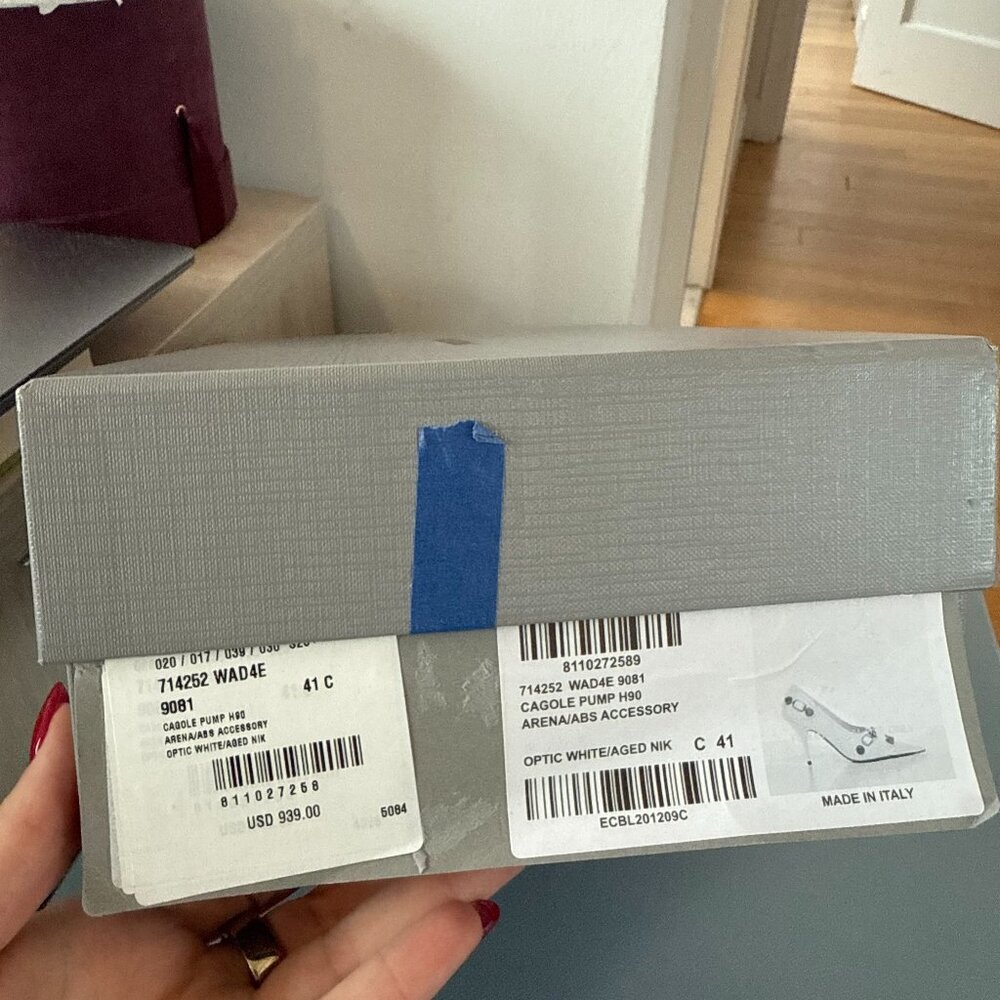 NWT Balenciaga Cagole Pointed Toe Pumps 90mm White Leather Stiletto Heels Sz 41 - Picture 3 of 9